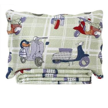 Imagem de Colcha Solteiro Infantil Patchwork Dupla Face 2 Peças - Camesa