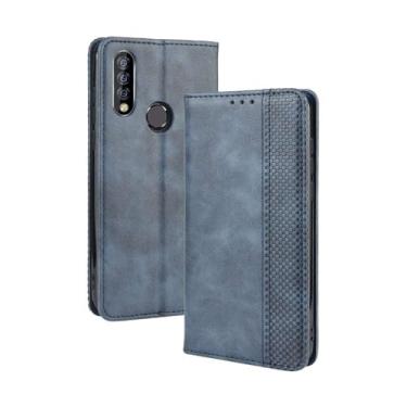 Imagem de Capa para Oukitel C17/C17 Pro,Retro Flip magnético,Caso de telefone de couro PU,Design de carteira com 3 slots de cartão e 1 clipe de dinheiro -Blue