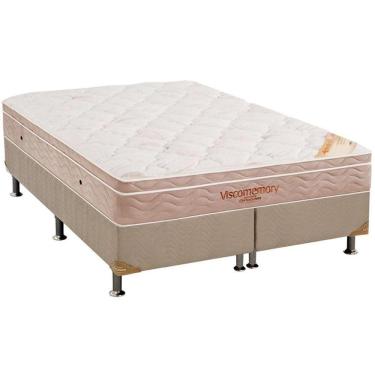 Imagem de Cama Box King: Colchão Espuma Ortobom Viscomemory + Base Crc Suede Clean(186X198)
