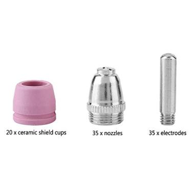 Imagem de 90x Kit de Copos de Copos de Eletrodos de Bico Plasma de Plasma, Copos de Escudo de Cerâmica de 20pcs, Eletrodos de 35pcs, Bocais de 35pcs, Eletrodos Sobressalentes e Bicos Com