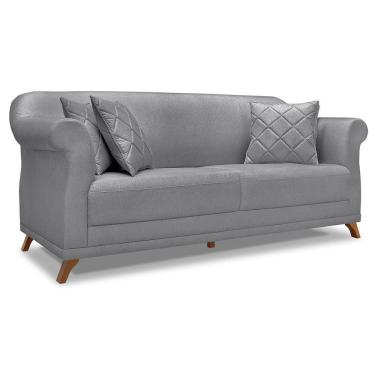 Imagem de Sofá 2 Lugares 1,80m Vênus Linho Pés Castanho Grafite