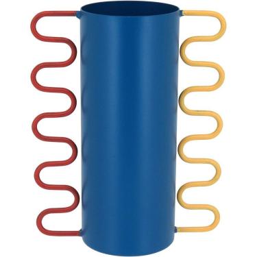 Imagem de Vaso Decorativo Enfeite Casa Metal 20x12x12cm Azul