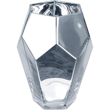 Imagem de Vaso Decorativo Enfeite Casa Geométrico Home&co Vidro 15x12x12cm Prata