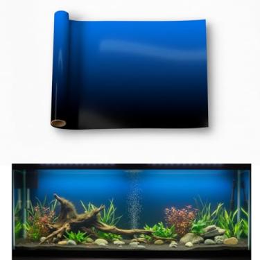 Imagem de LYYAB Fundo de aquário - adesivo de tanque de peixes com aderência estática - gradiente preto e azul | Fácil instalação para tanques de vidro, sem resíduo, reutilizável 40 x 30 cm / (16 x 12 polegadas