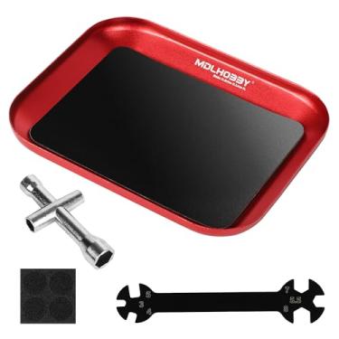 Imagem de Mini All-in-One RC Tool Kit with Micro Magnetic Tray(4.2''x3.5''), No-Strip Hex Wrench Set & 4-Way 6-in-1 Screwdriver, Tiny RC Models Cars Essential Tools for 1/8 & 1/10 Scale RC Repair(Red)