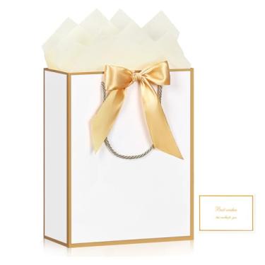 Imagem de YoungTree 1 bolsa de presente grande com fita e 1 cartão de felicitações, 2 papéis de seda, bolsa de presente de papel portátil com alças, sacolas de presente de aniversário, sacolas de presente para