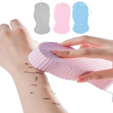 Imagem de 1 esponja de banho ultra macia esponja esfoliante corporal chuveiro reutilizável esfoliante removedor de pele morta, esponjas de banho esfoliantes super macias com ganchos pegajosos para homens