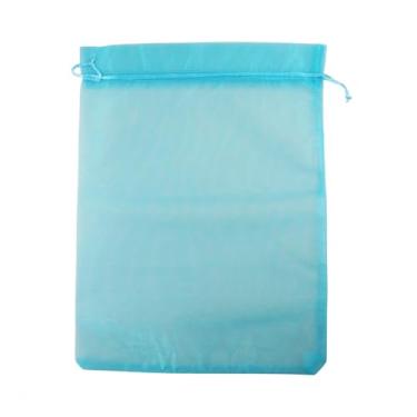 Imagem de QIANHAILIZZ 20 x 30,5 cm, 100 peças, sacos de cordão, tecido de organza, joias para presente, bolsa de doces, lembrancinhas de casamento B231 (turquesa)