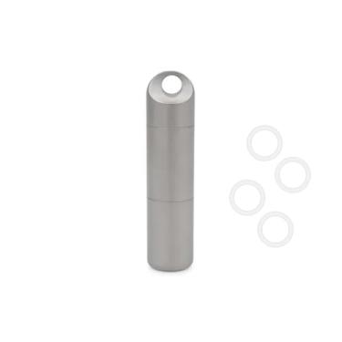 Imagem de TONYFY Porta-comprimidos de titânio para viagem, organizador de comprimidos à prova d'água com manga de silicone, frasco de metal portátil para medicamentos com camadas destacáveis para EDC, homens