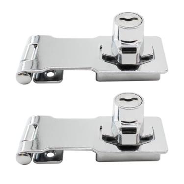 Imagem de Lamvbls 2 peças de trava de ferrolho com chave de 7,6 cm para armários e portas pequenas, design de botão giratório, travas de segurança de metal - prata