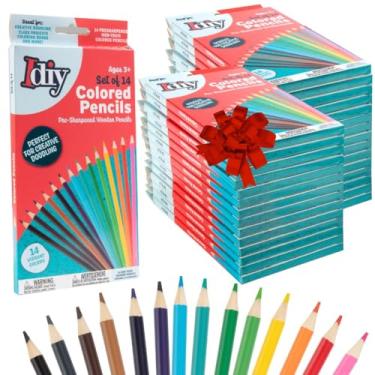 Imagem de Caixas a granel para lápis de cor – 14 cores vibrantes por conjunto, 30 pacotes (420 unidades) – pré-afiadas, testadas para crianças, professores, aula de arte, projeto de artesanato de Natal ou
