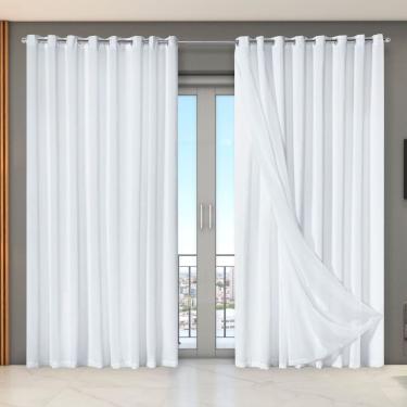 Imagem de Cortina Dual Microfibra Voil Gaze Belga 4,00m X 2,70m 100% Poliéster - Branco