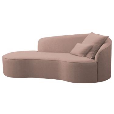 Imagem de Divã Recamier Curvo Sala De Estar Recepção Inglaterra 150cm Lado Esquerdo Linho ADJ Decor Rosê