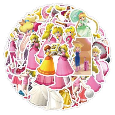 Imagem de Adesivos Princess Peach Anime 50 peças de PVC impermeáveis
