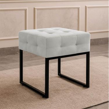 Imagem de Puff Sala Decorativo Quadrado Industrial Elisa Veludo D03 - D'rossi Cinza