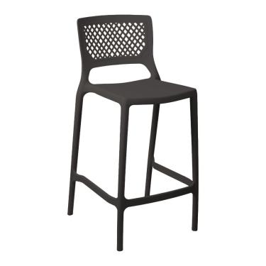Imagem de Banqueta Alta Para Cozinha Grafite Empilhável Vênus Em Polipropileno Acrilys