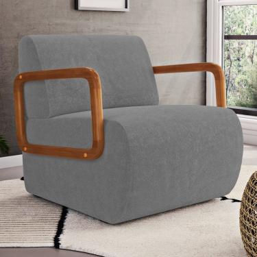 Imagem de Poltrona Decorativa Orgânica Living Kavya Bouclê Cinza - Desk Design