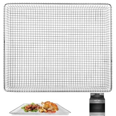 Imagem de GWYSY Cesta de substituição para fritadeira a ar para frigidaire torradeira forno de convecção de fritadeira a ar, 18,4 x 15,2 polegadas rack de malha rack de aço inoxidável acessórios peças, lavável