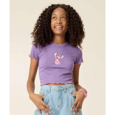 Imagem de Blusa Juvenil Cropped Angel Stitch Disney Tam 10 a 16-94030, 14, Roxo