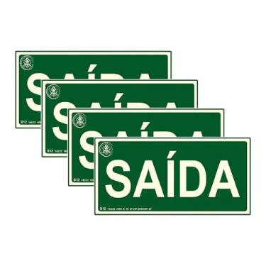 Imagem de Combo 4 Placas de Saída de Emergência Fotoluminescente S12 - Conformidade com Normas de Segurança, Visibilidade em Baixa Luz