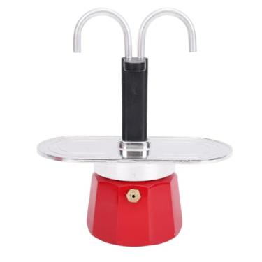 Imagem de Zerodis Cafeteira Com Fogão de Tubo Duplo, Capacidade de 2 Copos, Liga de Alumínio Vermelha, Cervejaria Portátil para Cafeteira Doméstica