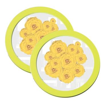 Imagem de YuanQ 2 porta-retratos redondos, moldura vintage em círculo preto, pintura artística, molduras redondas para exibição de mesa e decoração de parede (amarelo, 12,7 cm)