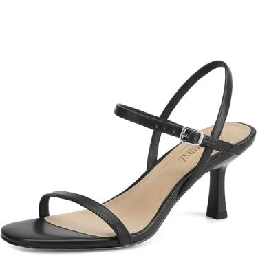Imagem de Sandálias femininas de bico redondo com tiras ajustáveis no tornozelo e salto alto para mulheres, Preto, 40