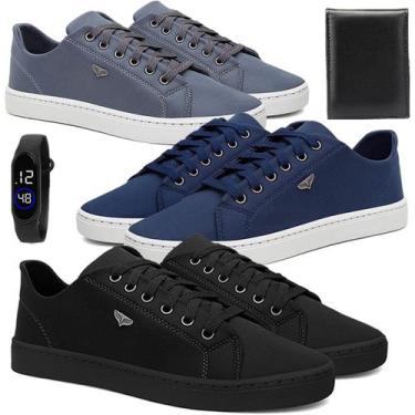 Imagem de Kit 3 Sapatênis Masculino Casual Confortável Antiderrapante Básico com