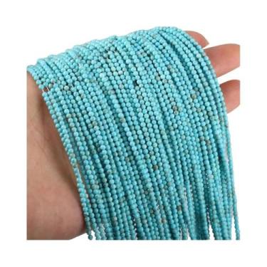 Imagem de Contas De Pedra Natural Turquesa 2mm Contas Soltas Para Fazer Joias DI