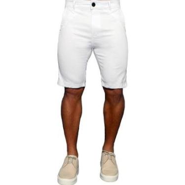 Imagem de Bermuda Alfaiataria Skinny Branca Casual Premium Masculina-Masculino