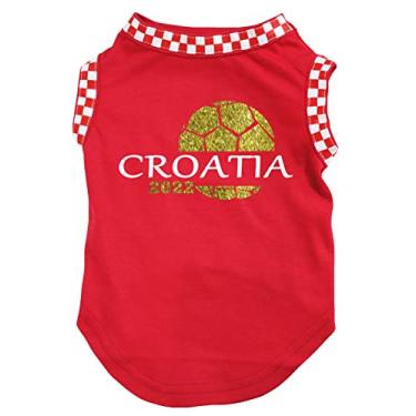 Imagem de Petitebella Camiseta para cachorro de futebol croácia 2018 vermelha (pequena, vermelha)