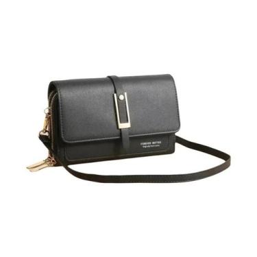 Imagem de Bolsa feminina de couro PU para celular, elegante e multifuncional, bo