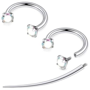 Imagem de Tkzndnm F136 titânio 20/18/16/14g 8/10/12 mm 10 cores CZ ferradura nariz orelha septo piercing joias cartilagem tragus helix daith brincos para mulheres homens, 20g*1/2in-12mm, Metal, Zircônia cúbica