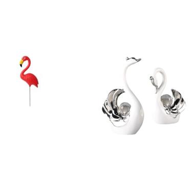 Imagem de Whtkoph Esculturas de Flamingos E Cisnes para Decoração de Jardim Na Primavera E No Natal, Arte de Fadas para O Jardim E Como Peça Central Da Sala.