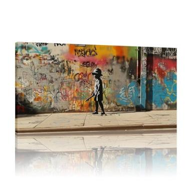 Imagem de Banksy Street Graffiti Wall Art, Banksy Graffiti Canvas, Banksy Graffiti Art Canvas, Graffiti Wall Art Prints, Banksy Mural - (40x80cm)16x32 polegadas sem moldura