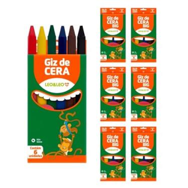Imagem de Kit 6 Caixas Giz de Cera 06 Cores: Escolar e Doméstico
