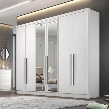 Imagem de Guarda Roupa Casal Ambiente Livorno 6 Portas 4 Gavetas Neve com Nicho 