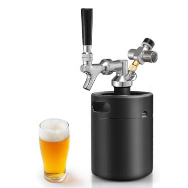 Imagem de MRbrew Sistema portátil de dispensador de cerveja de aço inoxidável pressurizado, mini Kegerator, com torneira de cerveja profissional e regulador de CO2 para manter fresco