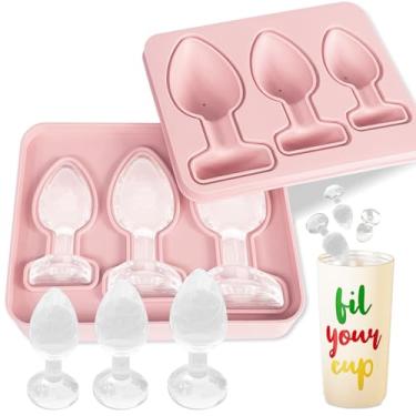 Imagem de Prank Fun – Bandeja de molde de cubo de gelo inovadora, molde de silicone para cubos de gelo, bandeja de gelo DIY com tampa, caseira, divertida, uísque, café, coquetel, presente, novidade (rosa)