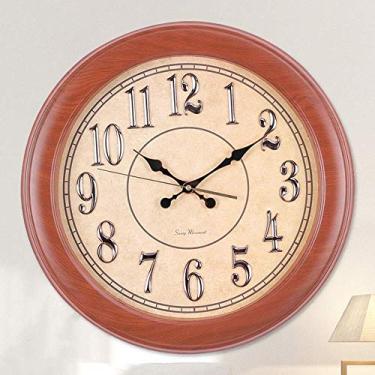 Imagem de U5GAAALPPQ9 Home Fashion Wallboards relógio de quartzo mudo decoração de sala de estar relógio de parede (marrom)