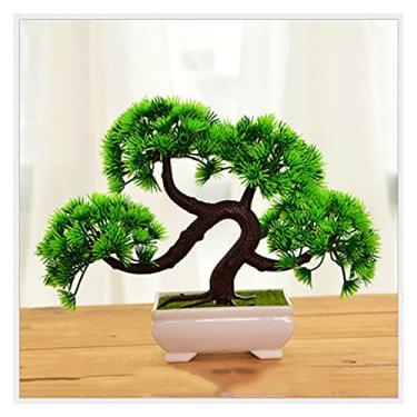 Imagem de SLGGPJBU Plantas Artificiais Pequenas Bonsai Artificiais Vaso de Planta Falsa, Bonsai de Pinheiro Bonsai Sintético, para Exibição de Mesa de Quintal de Janela, Bonsai de 17 cm Pinheiro