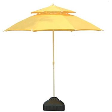 Imagem de Guarda-sóis de jardim ao ar livre Guarda-sol de 2,3 m/2,7 m de topo duplo, sombra de sol ao ar livre para praia/piscina/guarda-chuvas de jardim protetor solar redondo, guarda-chuva de mercado