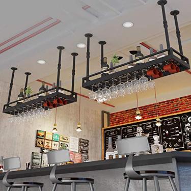 Imagem de 3FLQOOPP Rack de pendurar para copo de vinho, suporte de flores/prateleira, barra ajustável embaixo do armário, armário de copo de armazenamento montado na parede de restaurante, café, cozinha