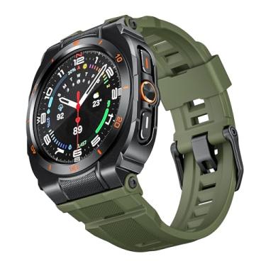 Imagem de Pulseira robusta compatível com Samsung Galaxy Watch Ultra de 47 mm, pulseira de silicone esportiva com moldura de metal à prova de choque, capa amortecedora para Galaxy Watch Ultra 2025, masculina e