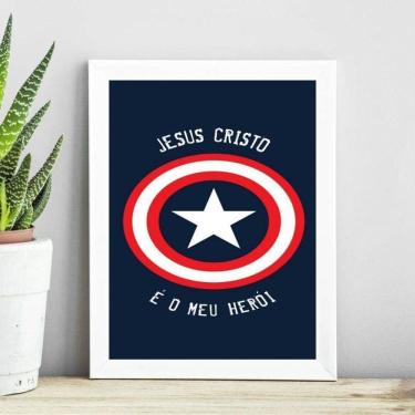 Imagem de Quadro Jesus Cristo - Meu Herói 24X18Cm - Com Vidro