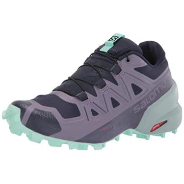 Imagem de Salomon Tênis de corrida feminino Speedcross 5 Trail, Azul noturno/Cadet/Yucca, 38