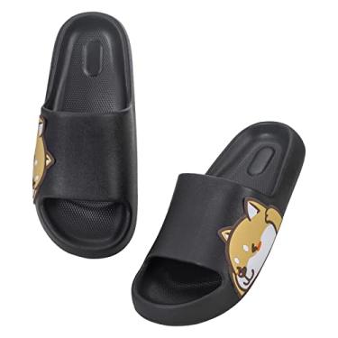 Imagem de Sandálias para meninas e meninos, chinelos masculinos para mulheres, antiderrapante em EVA para uso interno e externo, chinelos infantis com rosto sorridente, bico aberto, spa, piscina, academia,