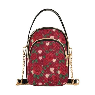 Imagem de CEBUGI Bolsa tiracolo feminina clutch bolsa de telefone rosa vermelha elegante bolsa de ombro com alça de corrente removível