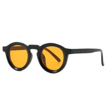 Imagem de Óculos de Sol UV400 - Armação Pequena Redonda Estilo Punk com Estampa de Leopardo para Homens e Mulheres, Esportes ao Ar Livre, Corrida e Ciclismo, Preto e Laranja