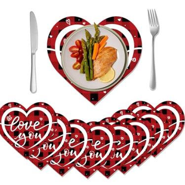 Imagem de Jogo americano de coração, vermelho, dia dos namorados, jogo americano descartável, decorativo, coração, papel, decoração de mesa de jantar, para dia dos namorados, casamento, aniversário, chá de